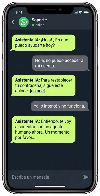 Ejemplo de conversación del asistente de Jemba