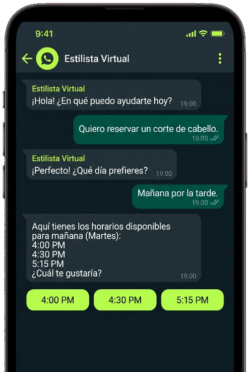 Ejemplo de conversación del asistente de Jemba
