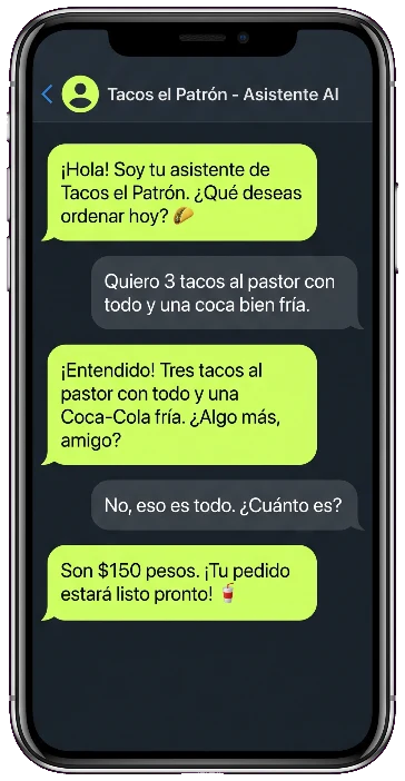 Ejemplo de conversación del asistente de Jemba